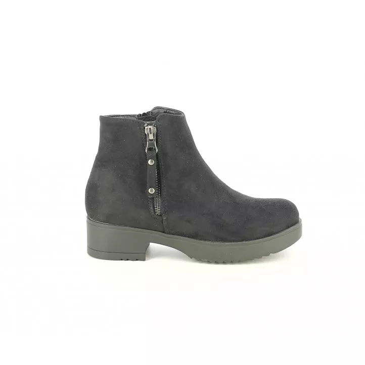 Botines QUETS! negro de antelina con dos cremalleras en los laterales